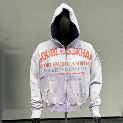 S-6XL Niestandardowa wielkość Kapuzka z przygnębieniem 100% bawełna francuska Terry Sun Fading Acid Wash