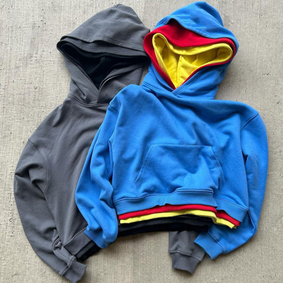Specjalistyczna męska bluzka z kapturą Triple Multi-Color Block Three Layers Pullover Hoodie