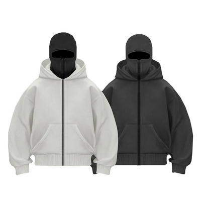 Producent Ciężki bawełniany patchwork podwójny kaptur pełny zip do góry Balaclava kapelusze Ninja Custom Masked Men kapelusze