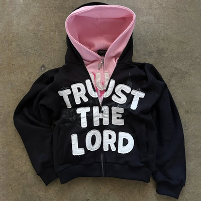 Stratowe ubrania o nadmiarze Zipper z pudełką Ciężki 100% bawełna Terry kwas myj broderia