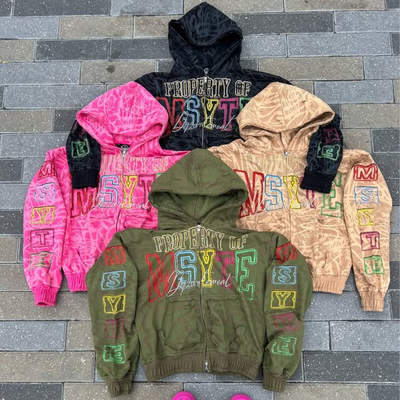 Logo na zamówienie Ciężka waga 100% bawełna Całkowicie wydrukowane Zipper Hoodies kwas umyty Vintage Distressed Box Zip Up Hoodies dla mężczyzn