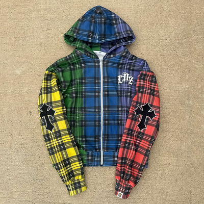 100% bawełny Terry Acid Wash Embroidery Distressed Zip Up Hoodie dla mężczyzn / Unisex wiosną / jesienią / zimą