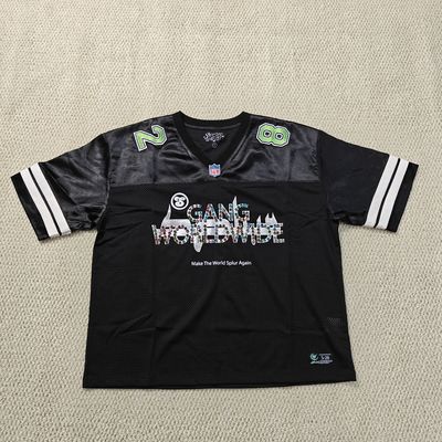 Niestandardowe logo z nadrukiem dżetów, amerykańska koszulka do futbolu w stylu retro, męska, wysokiej jakości, siateczkowa, pudełkowa, krótka koszulka do rugby