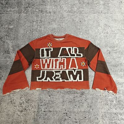 Logo na zamówienie 280-300 Gsm Bawełna Wstrząśnięte haftowanie kwas Myte surowe kołnierze obcięte paski długie rękawy T-shirt dla mężczyzn